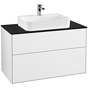 Villeroy und Boch Finion Waschtischunterschrank F35200GF 100x60,3cm, Abdeckplatte black matt, Glossy white lacquer