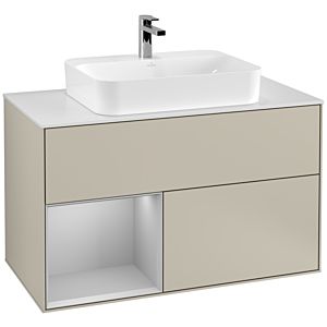 Villeroy and Boch Finion Villeroy and Boch Finion F361GJHH 100cm, cover plate white matt, shelf left light gray matt, Sand Matt Lacquer