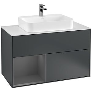 Villeroy and Boch Finion Villeroy and Boch Finion F361GKHG 100cm, cover plate white matt, shelf left anthracite matt, Midnight Blue Matt Lacquer