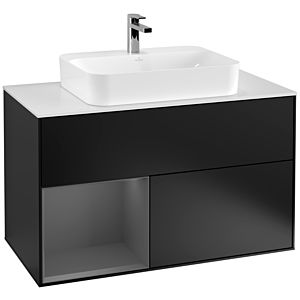 Villeroy and Boch Finion Villeroy and Boch Finion F361GKPD 100cm, cover plate white matt, shelf left anthracite matt, black matt lacquer
