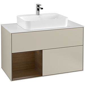 Villeroy and Boch Finion Villeroy and Boch Finion F361GNHH 100cm, cover plate white matt, shelf left Sand Matt Lacquer veneer, Sand Matt Lacquer
