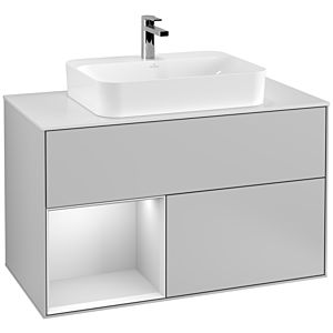 Villeroy and Boch Finion Villeroy and Boch Finion F361MTGJ 100cm, cover plate white matt, shelf left white matt lacquer, light gray matt