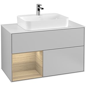 Villeroy and Boch Finion Villeroy and Boch Finion F361PCGJ 100cm, cover plate matt white, shelf on the left Oak Veneer , light gray matt