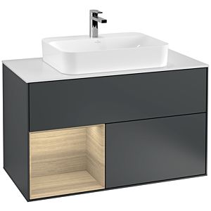 Villeroy and Boch Finion Villeroy and Boch Finion F361PCHG 100cm, cover plate white matt, shelf left Oak Veneer , Midnight Blue Matt Lacquer