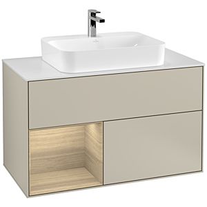 Villeroy and Boch Finion Villeroy and Boch Finion F361PCHH 100cm, cover plate matt white, shelf on the left Oak Veneer , Sand Matt Lacquer