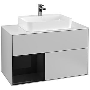 Villeroy and Boch Finion Villeroy and Boch Finion F361PHGJ 100cm, cover plate matt white, shelf on the left Glossy Black Lacquer , light gray matt