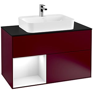 Villeroy and Boch Finion Villeroy and Boch Finion F362GFHB 100cm, cover plate black matt, shelf left glossy white lacquer, Peony Matt