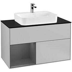 Villeroy and Boch Finion Villeroy and Boch Finion F362GKGJ 100cm, cover plate black matt, shelf left anthracite matt, light gray matt