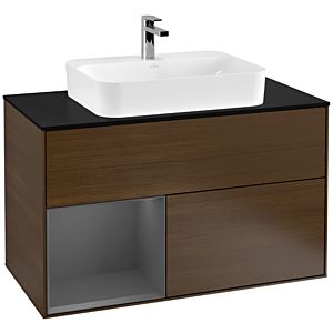 Villeroy and Boch Finion Villeroy and Boch Finion F362GKGN 100cm, cover plate black matt, shelf left anthracite matt, walnut veneer