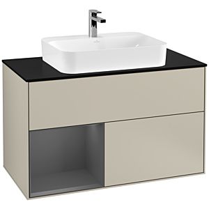 Villeroy and Boch Finion Villeroy and Boch Finion F362GKHH 100cm, cover plate black matt, shelf left anthracite matt, Sand Matt Lacquer