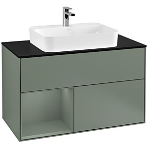 Villeroy and Boch Finion Villeroy and Boch Finion F362GMGM 100cm, cover plate black matt, shelf left Olive Matt Lacquer , Olive Matt Lacquer