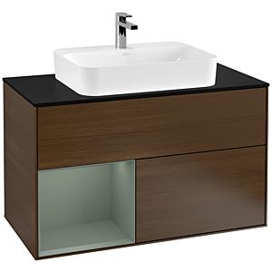 Villeroy and Boch Finion Villeroy and Boch Finion F362GMGN 100cm, cover plate black matt, shelf left Olive Matt Lacquer , Olive Matt Lacquer veneer