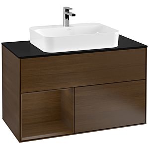 Villeroy and Boch Finion Villeroy and Boch Finion F362GNGN 100cm, cover plate black matt, shelf left Walnut veneer, Walnut veneer