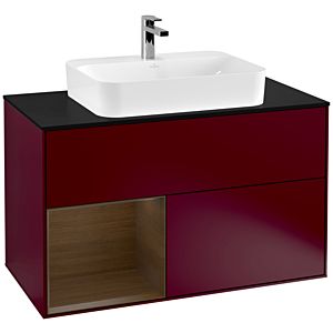 Villeroy and Boch Finion Villeroy and Boch Finion F362GNHB 100cm, cover plate black matt, shelf left Peony Matt veneer, Peony Matt