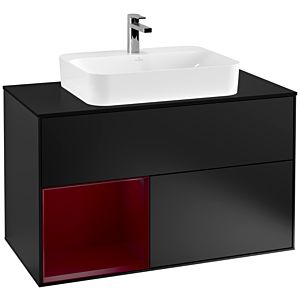 Villeroy and Boch Finion Villeroy and Boch Finion F362HBPD 100cm, cover plate black matt, shelf left Peony , black matt lacquer