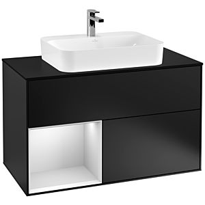 Villeroy and Boch Finion Villeroy and Boch Finion F362MTPD 100cm, cover plate black matt, shelf left white matt lacquer, black matt lacquer