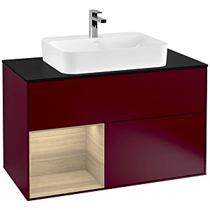 Villeroy and Boch Finion Villeroy and Boch Finion F362PCHB 100cm, cover plate black matt, shelf left Oak Veneer , Peony Matt