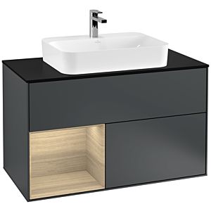 Villeroy et Boch Finion Villeroy et Boch F362PCHG 100cm, plaque de finition noir mat, étagère gauche Oak Veneer , Midnight Blue Matt Lacquer