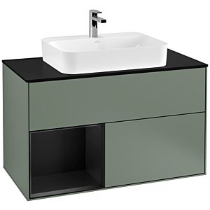Villeroy and Boch Finion Villeroy and Boch Finion F362PDGM 100cm, cover plate black matt, shelf left black matt lacquer, Olive Matt Lacquer