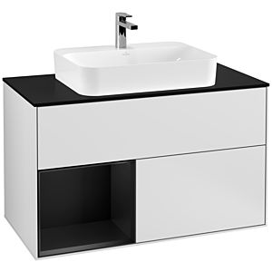 Villeroy and Boch Finion Villeroy and Boch Finion F362PDMT 100cm, cover plate black matt, shelf left black matt lacquer, white matt lacquer
