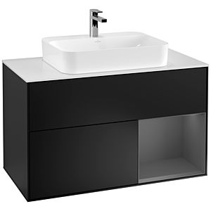 Villeroy and Boch Finion Villeroy and Boch Finion F371GKPD 100cm, cover plate white matt, shelf right anthracite matt, black matt lacquer