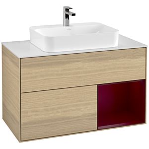 Villeroy et Boch Finion Villeroy et Boch F371HBPC 100cm, plaque de finition blanc mat, étagère à droite Peony , Oak Veneer