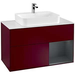 Villeroy and Boch Finion Villeroy and Boch Finion F371HGHB 100cm, cover plate matt white, shelf on the right Midnight Blue Matt Lacquer , Peony Matt