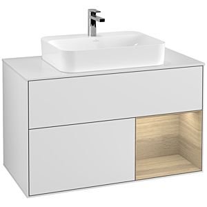 Villeroy and Boch Finion Villeroy and Boch Finion F371PCMT 100cm, cover plate matt white, shelf on the right Oak Veneer , matt white lacquer