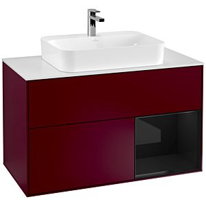 Villeroy and Boch Finion Villeroy and Boch Finion F371PHHB 100cm, cover plate matt white, shelf on the right Glossy Black Lacquer , Peony Matt