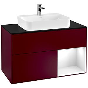 Villeroy and Boch Finion Villeroy and Boch Finion F372GFHB 100cm, cover plate black matt, shelf on the right glossy white lacquer, Peony Matt