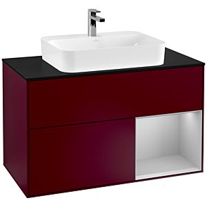 Villeroy and Boch Finion Villeroy and Boch Finion F372GJHB 100cm, cover plate black matt, shelf on the right light gray matt, Peony Matt