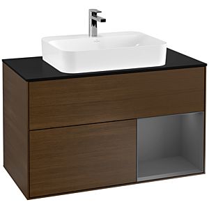 Villeroy and Boch Finion Villeroy and Boch Finion F372GKGN 100cm, cover plate black matt, shelf right Anthracite matt, Walnut veneer
