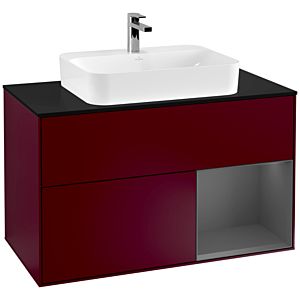 Villeroy et Boch Finion Villeroy et Boch F372GKHB 100cm, plaque de finition noir mat, étagère à droite Anthracite mat, Peony Matt