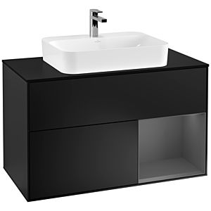 Villeroy and Boch Finion Villeroy and Boch Finion F372GKPD 100cm, cover plate black matt, shelf on the right anthracite matt, black matt lacquer