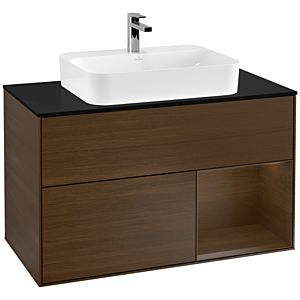 Villeroy and Boch Finion Villeroy and Boch Finion F372GNGN 100cm, cover plate black matt, shelf right Walnut veneer, Walnut veneer