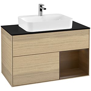 Villeroy and Boch Finion Villeroy and Boch Finion F372GNPC 100cm, cover plate black matt, shelf right Walnut veneer, Oak Veneer