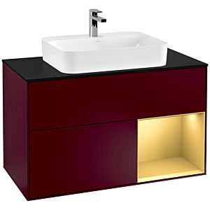 Villeroy and Boch Finion Villeroy and Boch Finion F372HFHB 100cm, cover plate black matt, shelf right gold matt, Peony Matt