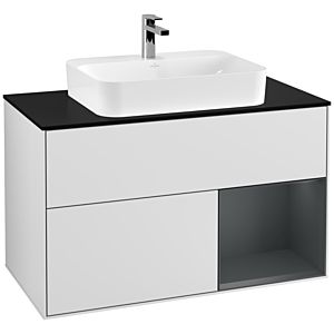 Villeroy and Boch Finion Villeroy and Boch Finion F372HGMT 100cm, cover plate black matt, shelf on the right Midnight Blue Matt Lacquer , white matt lacquer