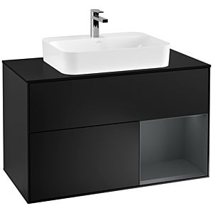 Villeroy and Boch Finion Villeroy and Boch Finion F372HGPD 100cm, cover plate black matt, shelf on the right Midnight Blue Matt Lacquer , black matt lacquer