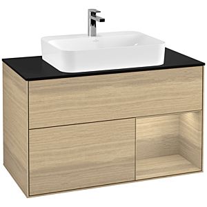 Villeroy and Boch Finion Villeroy and Boch Finion F372PCPC 100cm, cover plate black matt, shelf on the right Oak Veneer , Oak Veneer