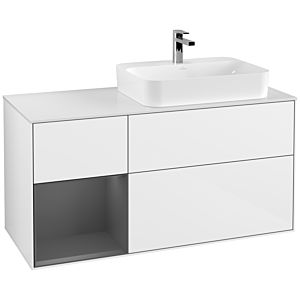 Villeroy and Boch Finion Villeroy and Boch Finion F391GKGF 120cm, cover plate matt white, shelf left anthracite matt, glossy white lacquer