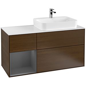 Villeroy and Boch Finion Villeroy and Boch Finion F391GKGN 120cm, cover plate white matt, shelf left anthracite matt, walnut veneer