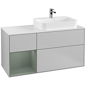 Villeroy and Boch Finion Villeroy and Boch Finion F391GMGJ 120cm, cover plate matt white, shelf on the left Olive Matt Lacquer , light gray matt