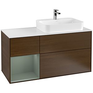 Villeroy and Boch Finion Villeroy and Boch Finion F391GMGN 120cm, cover plate matt white, shelf on the left Olive Matt Lacquer , Olive Matt Lacquer veneer