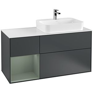 Villeroy and Boch Finion Villeroy and Boch Finion F391GMHG 120cm, cover plate matt white, shelf left Olive Matt Lacquer , Midnight Blue Matt Lacquer