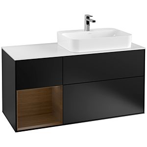 Villeroy and Boch Finion Villeroy and Boch Finion F391GNPD 120cm, cover plate white matt, shelf left walnut veneer, black matt lacquer