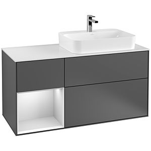 Villeroy and Boch Finion Villeroy and Boch Finion F391MTGK 120cm, cover plate white matt, shelf left white matt lacquer, anthracite matt