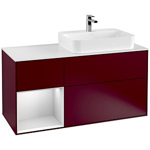 Villeroy et Boch Finion Villeroy et Boch F391MTHB 120cm, plaque de recouvrement blanc mat, étagère gauche laqué blanc mat, Peony Matt