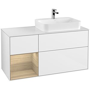 Villeroy and Boch Finion Villeroy and Boch Finion F391PCGF 120cm, cover plate matt white, shelf on the left Oak Veneer , glossy white lacquer