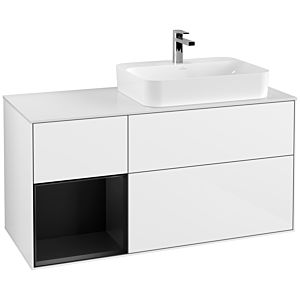 Villeroy and Boch Finion Villeroy and Boch Finion F391PDGF 120cm, cover plate white matt, shelf left black matt lacquer, glossy white lacquer